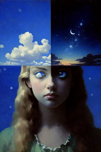 Celestial Dualistic Surrealism style reference image — starry nocturnal void