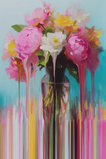 Digital Impasto Surrealism style reference image — vibrant candy color palette