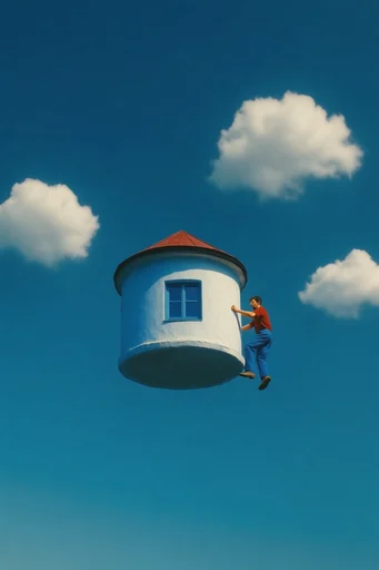 Vibrant Aerial Surrealism style reference image — cinematic lighting
