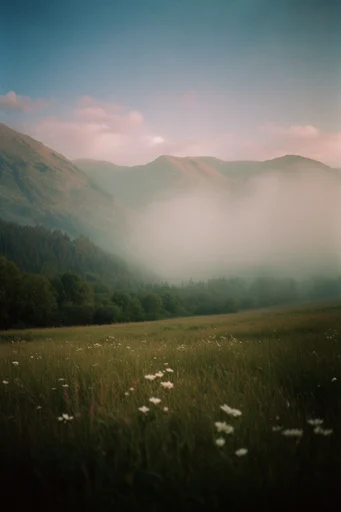 Atmospheric Analog Solitude style reference image — vintage analog film grain