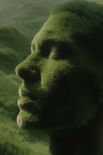 Velvet Verdant Surrealism style reference image — rhythmic grass fibers