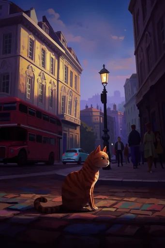 Vibrant Urban Painterly style reference image — sharp-edged geometric shadows