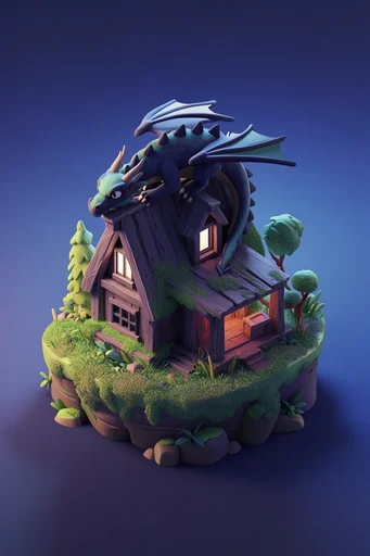 Charming Isometric Voxelworlds style reference image — cozy warm lighting