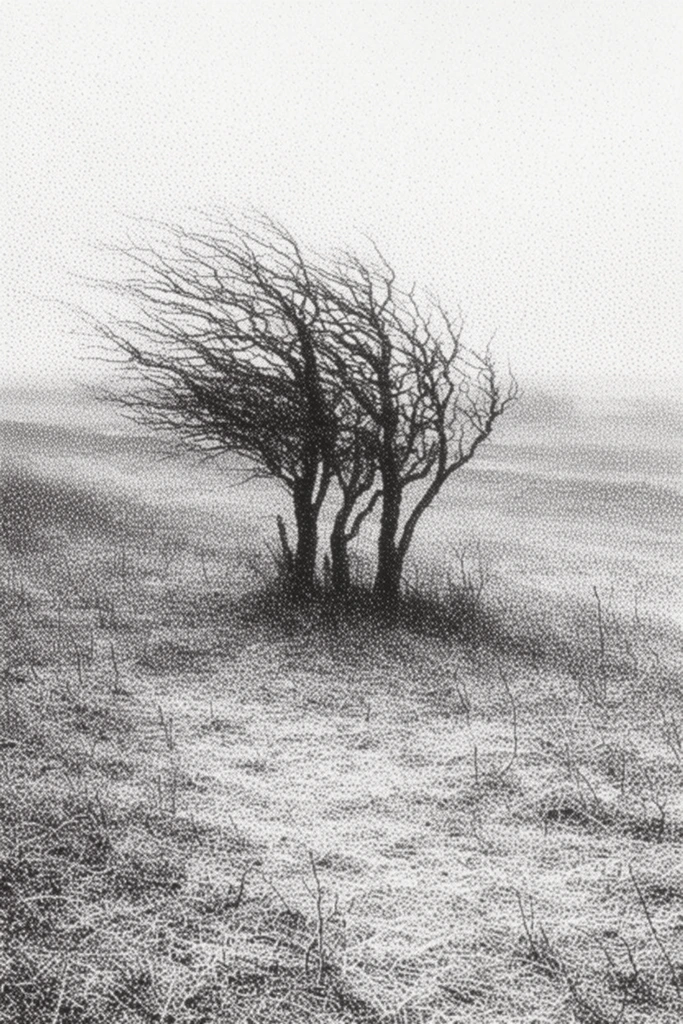 Monochrome Atmospheric Minimalism style AI image example 2