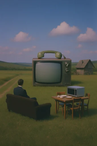 Nostalgic Pastoral Surrealism style AI image example 2