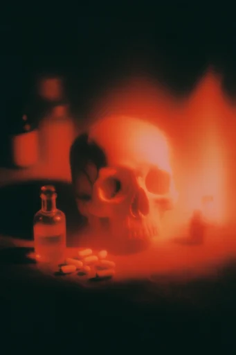 Radiant Analog Catastrophe style reference image — radioactive orange glow