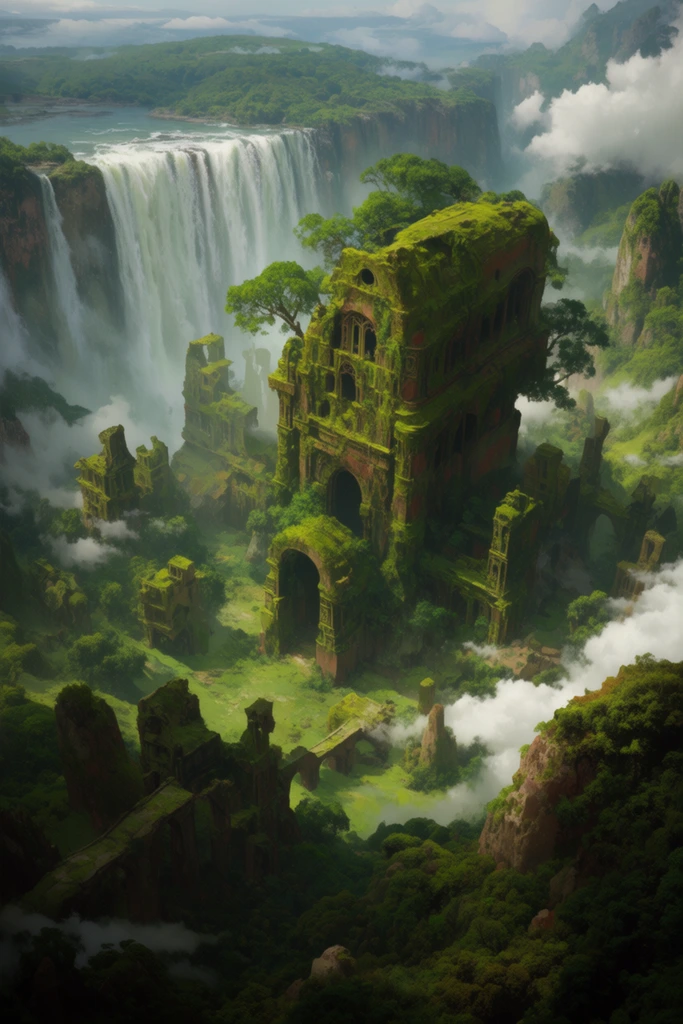 Monolithic Overgrown Futurism style AI image example 2