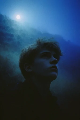 Ethereal Nocturnal Cyanotype style reference image — hazy atmospheric glow