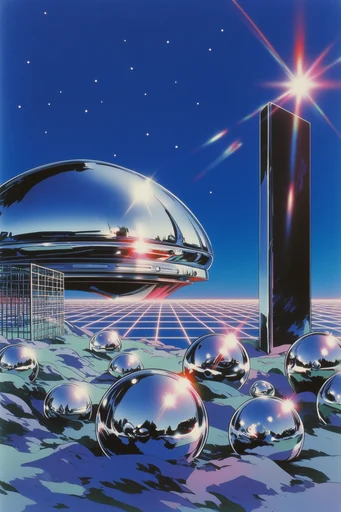 Chrome Synthwave Surrealism style AI image example 2