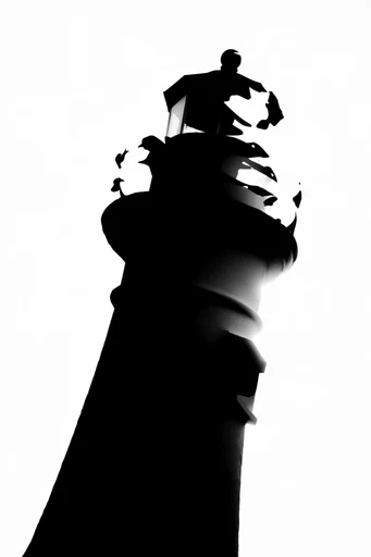 Kinetic Monochrome Minimalism style reference image — ghostly silhouette