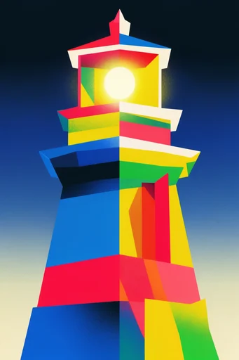 Vibrant Neo-Cubist Vectorism style reference image — faceted portraiture