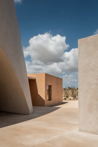 Monolithic Solar Minimalism style reference image — warm earth-toned concrete