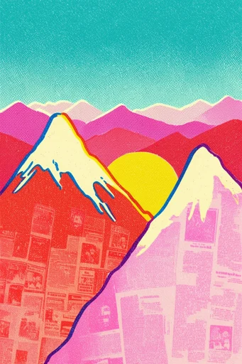 Vibrant Retro Printwork style reference image — risograph print style