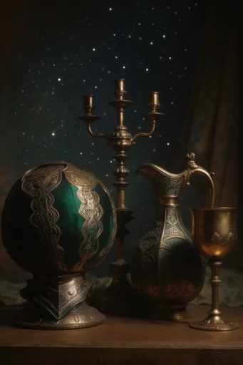 Celestial Emerald Opulence style reference image — starry cosmic background