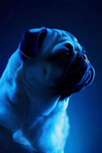 Midnight Cobalt Noir style reference image — volumetric blue glow