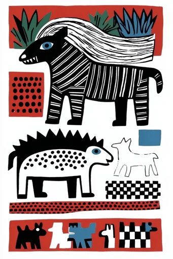 Graphic Mid-Century Whimsy style reference image — minimalist ink linework