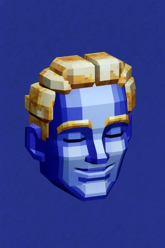 Nostalgic Low-Poly Digital style reference image — pixelated textures