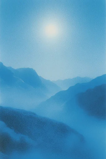 Monochromatic Ethereal Blur style reference image — cyanotype aesthetic
