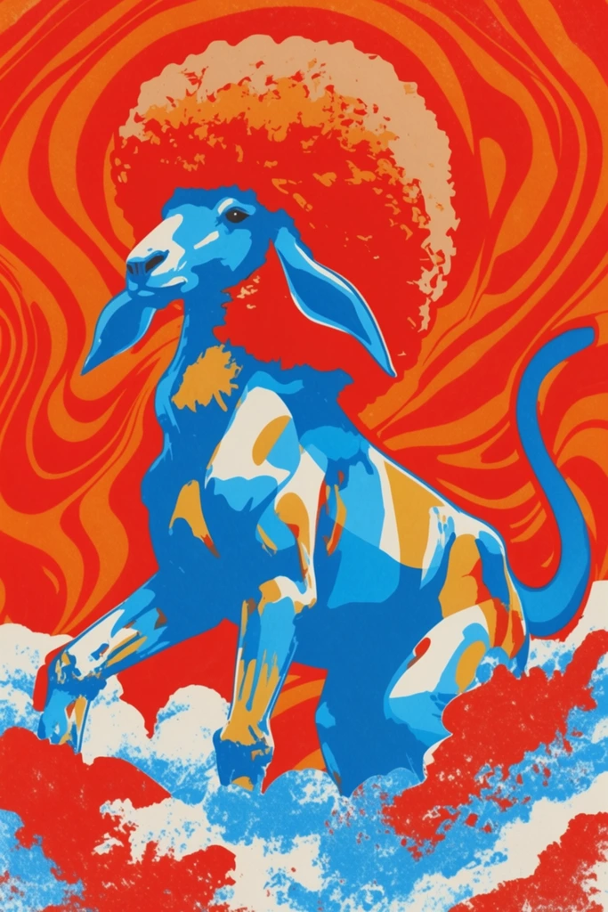 Psychedelic Halftone Pop style AI image example 3