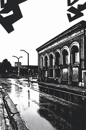 Gritty Monochromatic Punk Noir style reference image — stark high-contrast black and white
