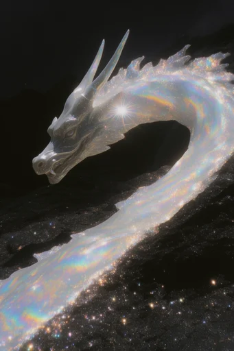 Luminescent Cosmic Surrealism style reference image — iridescent stardust