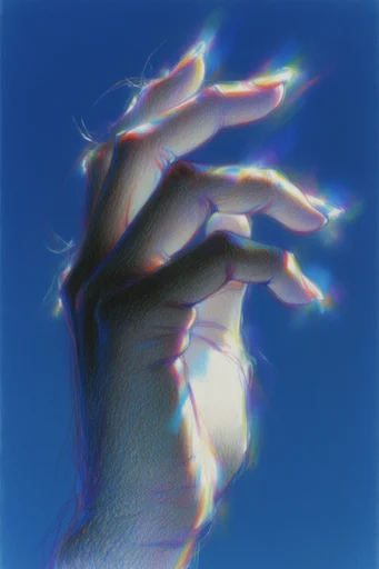 Ethereal Chromatic Sketch style reference image — prismatic rim lighting