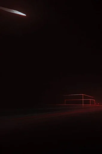 Cinematic Noir Glitch style reference image — minimalist negative space