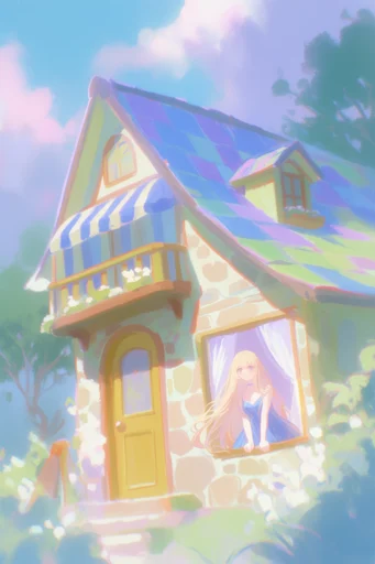 Ethereal Pastel Anime style reference image — wind-blown hair