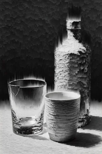 Monochrome Glitch Brutalism style reference image — monochrome glitch art