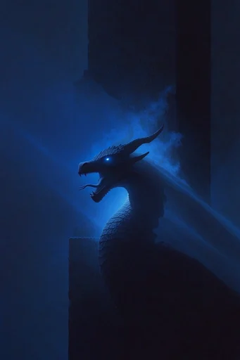 Nocturnal Cobalt Liminality style reference image — monolithic silhouette