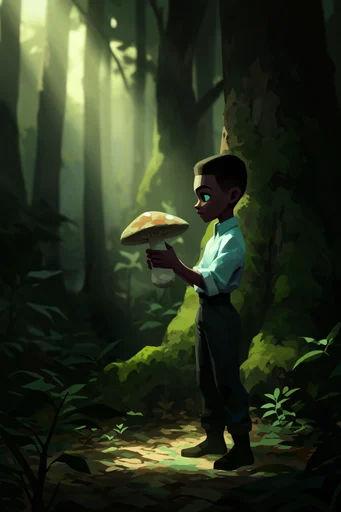Luminous Forest Mystery style reference image — lush botanical foliage