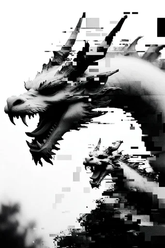 Corrupted Monochrome Glitch style reference image — horizontal scanlines