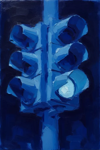 Textured Cobalt Expressionism style reference image — monochromatic cobalt palette