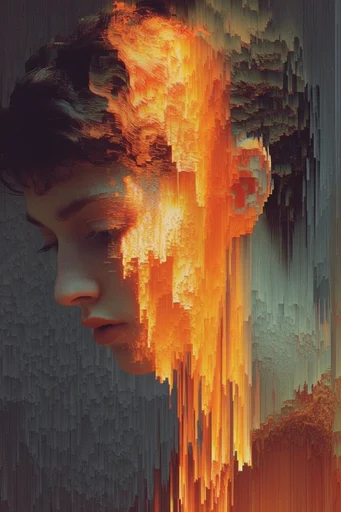 Amber Glitch Decay moodboard — generate AI images in this style