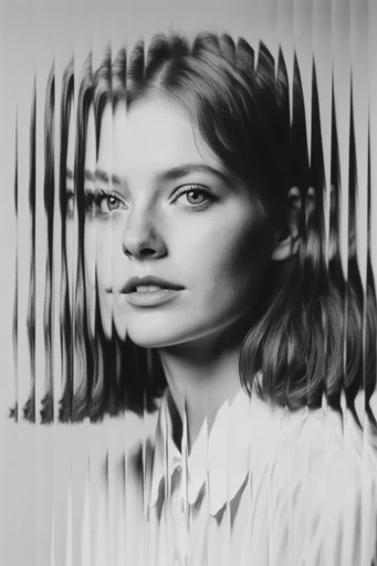 Fractured Monochrome Assemblage style reference image — slit-scan distortion