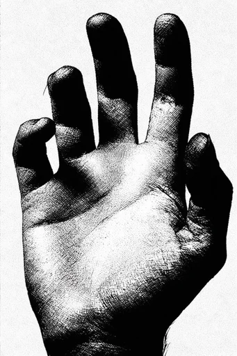 Stark Monochromatic Gothic style reference image — distressed halftone texture