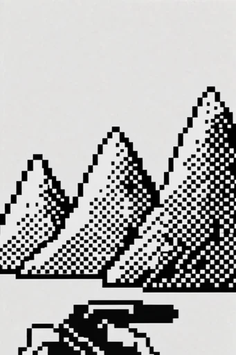 Nostalgic Digital Glitch style reference image — 1-bit pixel art