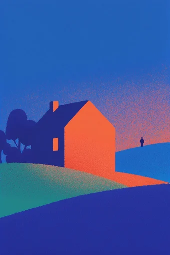 Textured Minimalist Pop style reference image — risograph print style