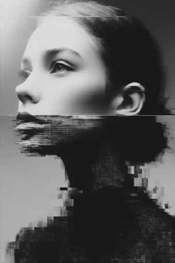 Monochrome Analog Corruption style reference image — chiaroscuro lighting