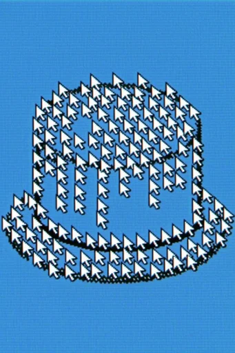 Retro Cursor Glitchcore style reference image — computational surrealism