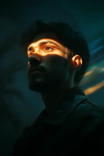 Kinetic Neon Nocturne style reference image — high-contrast chiaroscuro