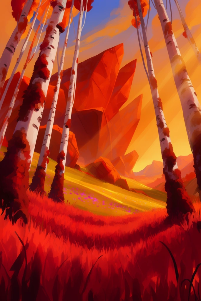Luminous Crimson Woodland style AI image example 2