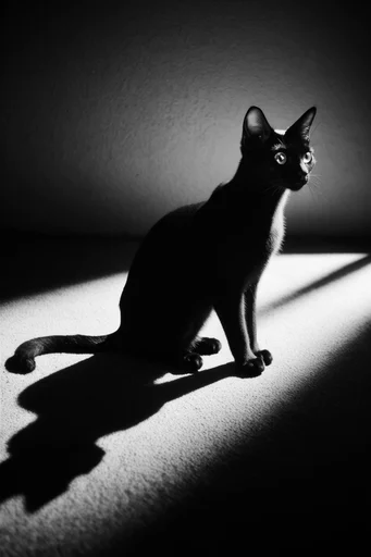 Stark Geometric Chiaroscuro style reference image — fine film grain