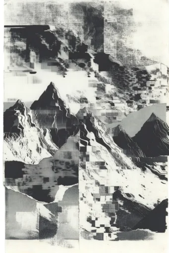 Gritty Glitch Noir style reference image — high-contrast halftone