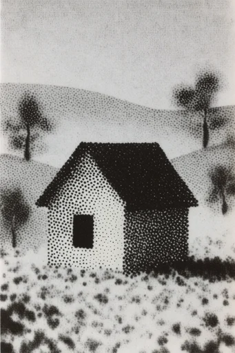 Textured Monochrome Surrealism style reference image — high-contrast surrealism