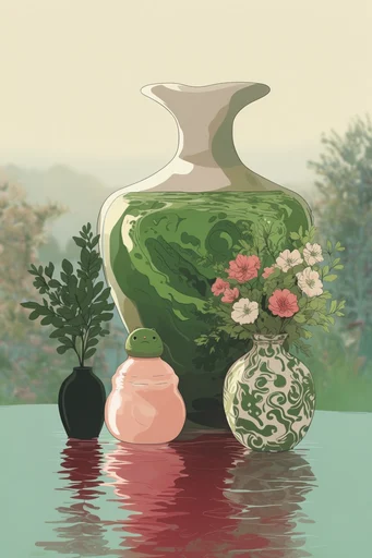 Serene Pastel Surrealism style reference image — flat digital illustration