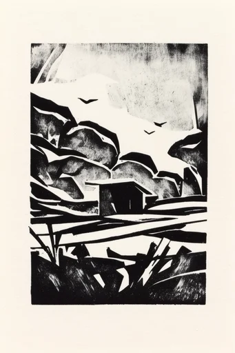 Monochrome Print Noir style AI image example 2