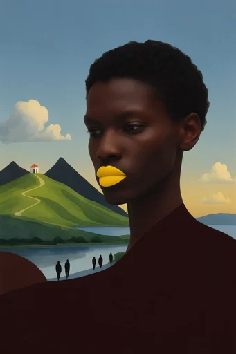Surrealist Graphic Frame style reference image — conceptual portraiture