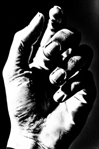 Gritty Chiaroscuro Noir style reference image — heavy film grain