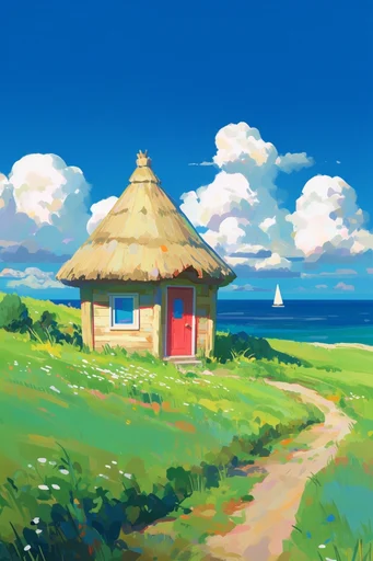Nostalgic Ghibli Summer style AI image example 4